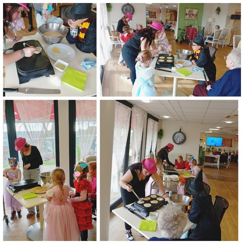 Une joyeuse rencontre intergénérationnelle pour le carnaval avec l'atelier crêpe