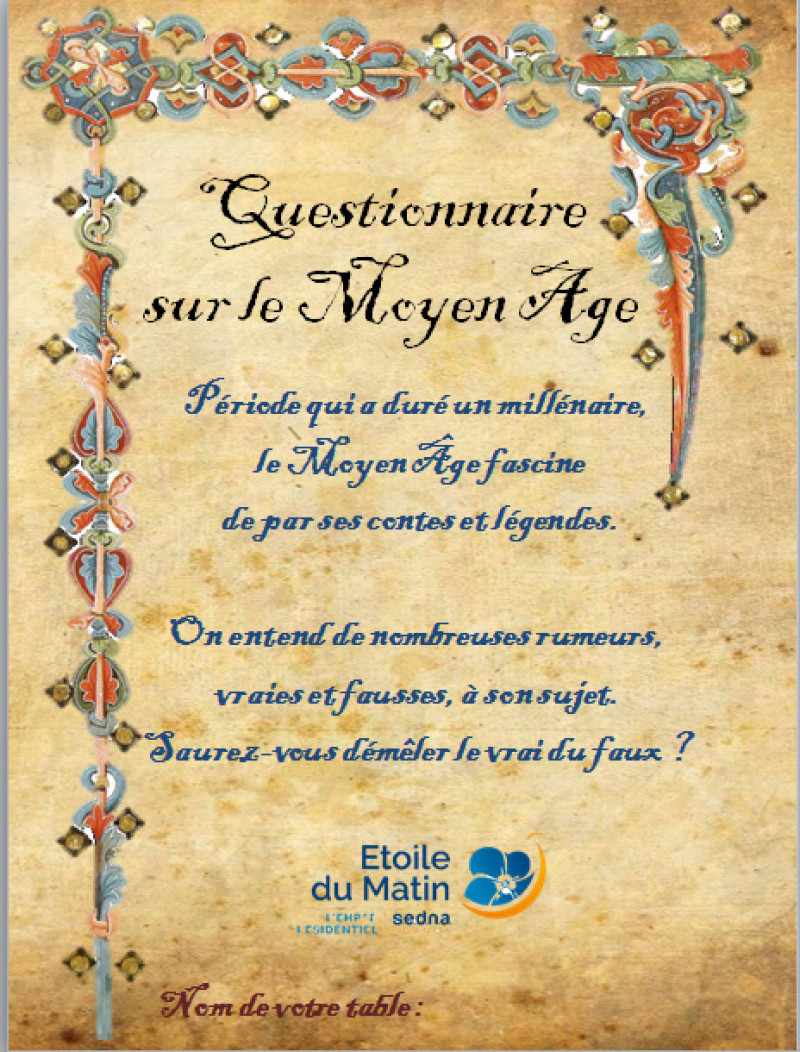 Félicitations aux tables Hyères, Courson-les-Carrières et le Golf d'Étretat pour leur victoire lors du questionnaire de la fête médiévale !