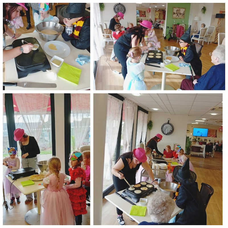 Une joyeuse rencontre intergénérationnelle pour le carnaval avec l'atelier crêpe