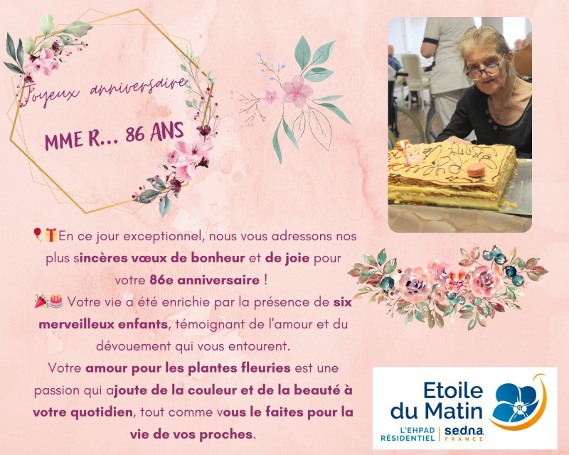 Joyeux 86e anniversaire, chère Madame R