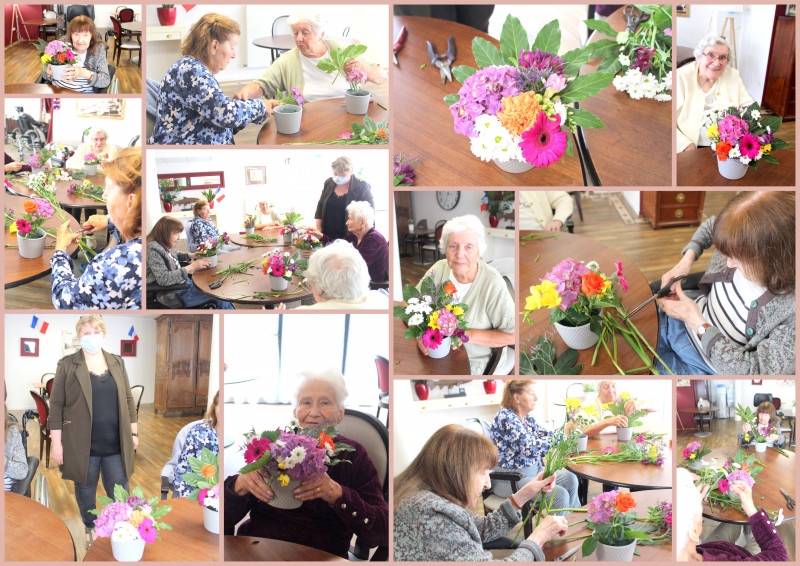 Premier atelier d'art floral à l'Etoile du matin.