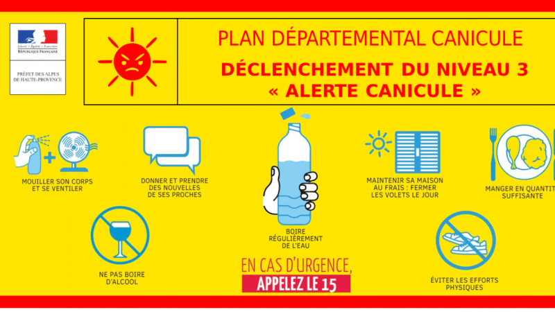 Passage au Plan canicule : niveau 3 le  vendredi 7 août