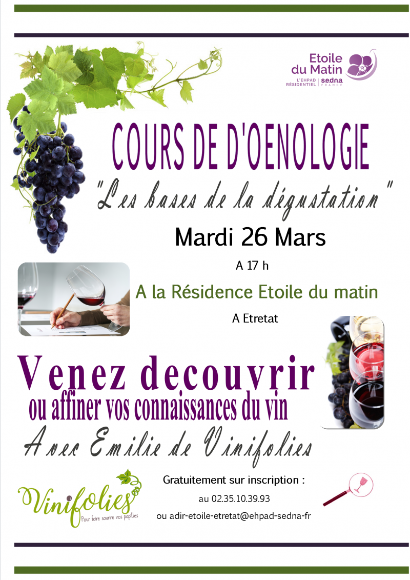 COURS  D'ŒNOLOGIE Avec Emilie de Vinifolies