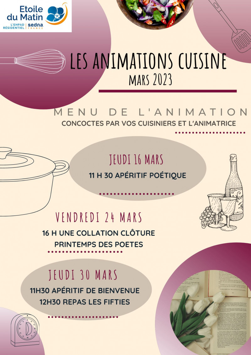 ANIMATIONS CUISINE EN MARS