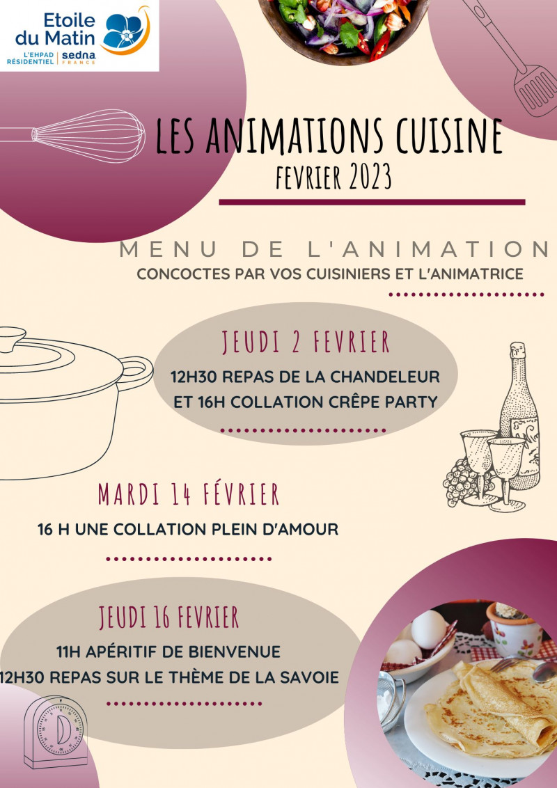 LES ANIMATIONS CUISINES EN FÉVRIER