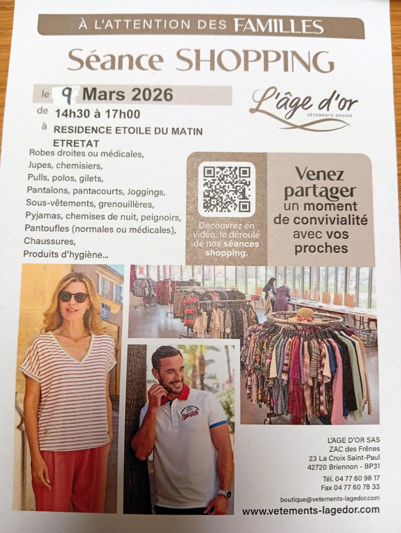 Séance shopping vêtements et chaussures avec la boutique L’Âge d’Or : lundi 9 mars 2026