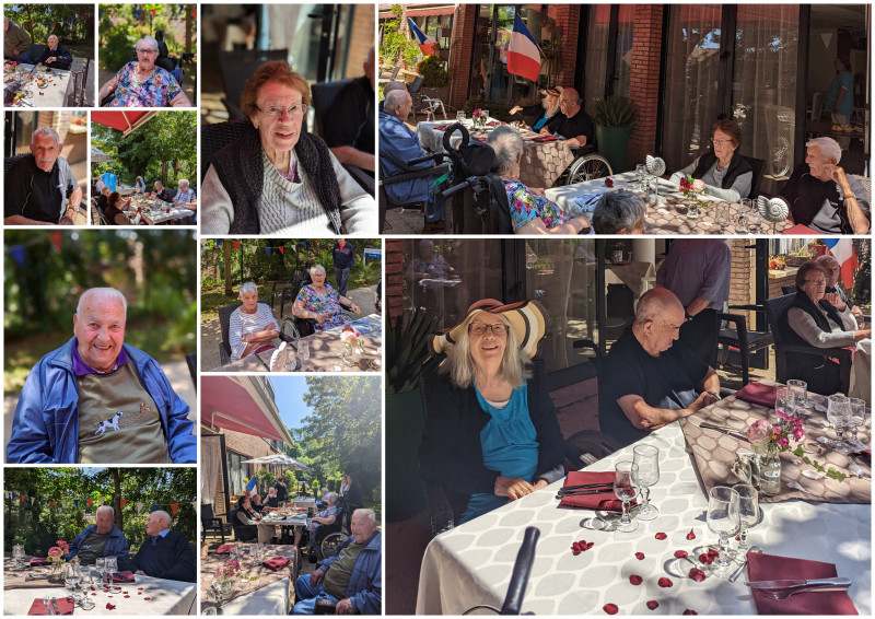 MOMENT DE CONVIVIALITÉ PARTAGÉ :  Déjeuner estival sur la terrasse avec les résidents