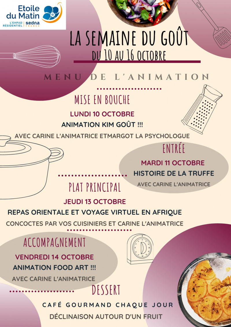 SEMAINE DU GOUT DU 10 AU 16 OCTOBRE 2022