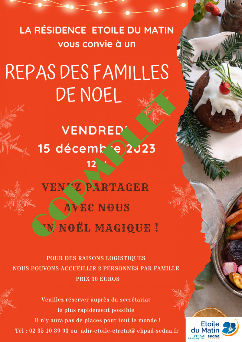 Annonce - Complet - Repas de Noël