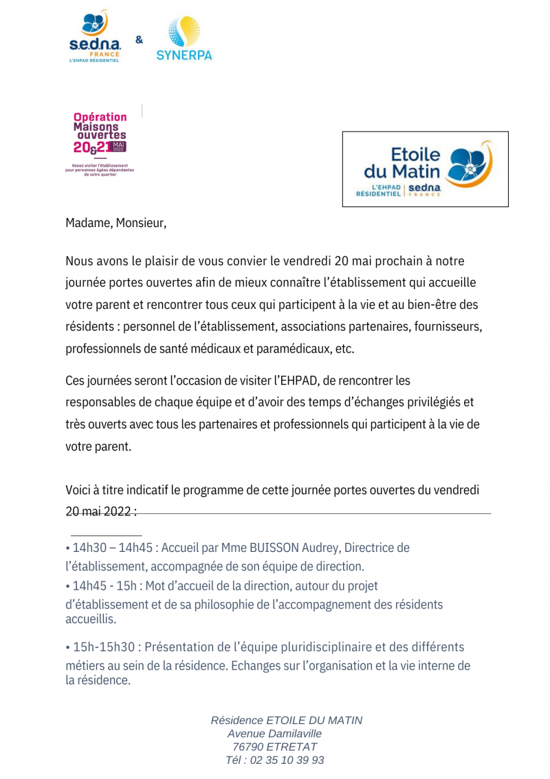 Invitation journée Portes ouvertes du vendredi 20 mai après-midi
