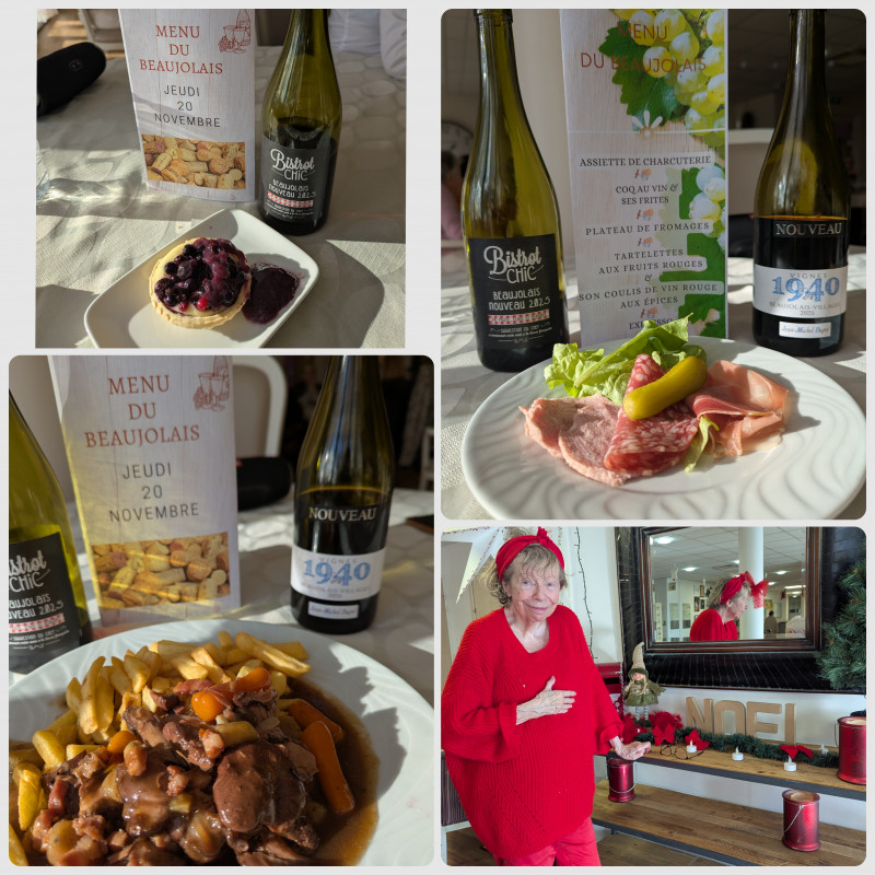 Familles et résidents réunis autour du Beaujolais